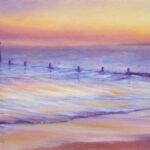 Sunset paintings original seascape oil painting Sunset Bay