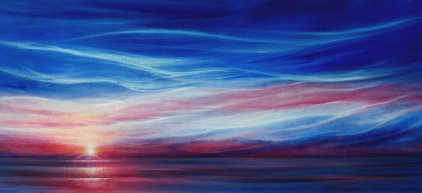 sunset painting blue nocturne