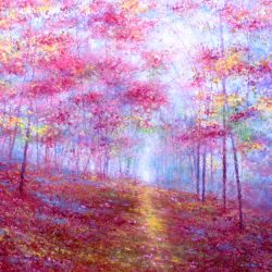 The Blossom Path woodland trees art card